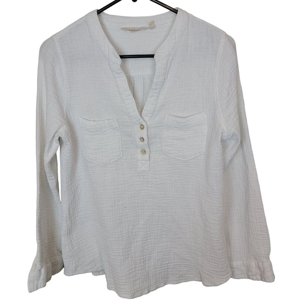 Soft Surroundings Gauzey Cotton Elliana Tunic Top Size M Coastal Minimalist Boho
